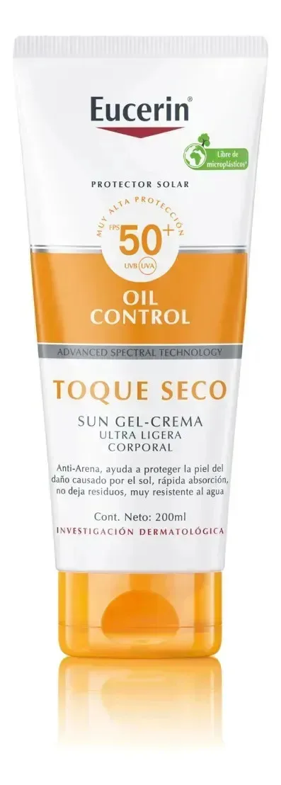 Eucerin Oil Control protector solar corporal gel-crema toque seco FPS 50 200 ml