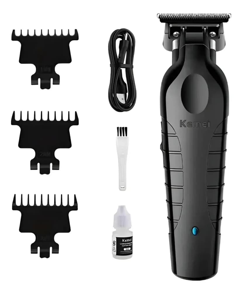 Kemei KM-2299 cortadora de pelo inalámbrica de barbería con 3 cabezales
