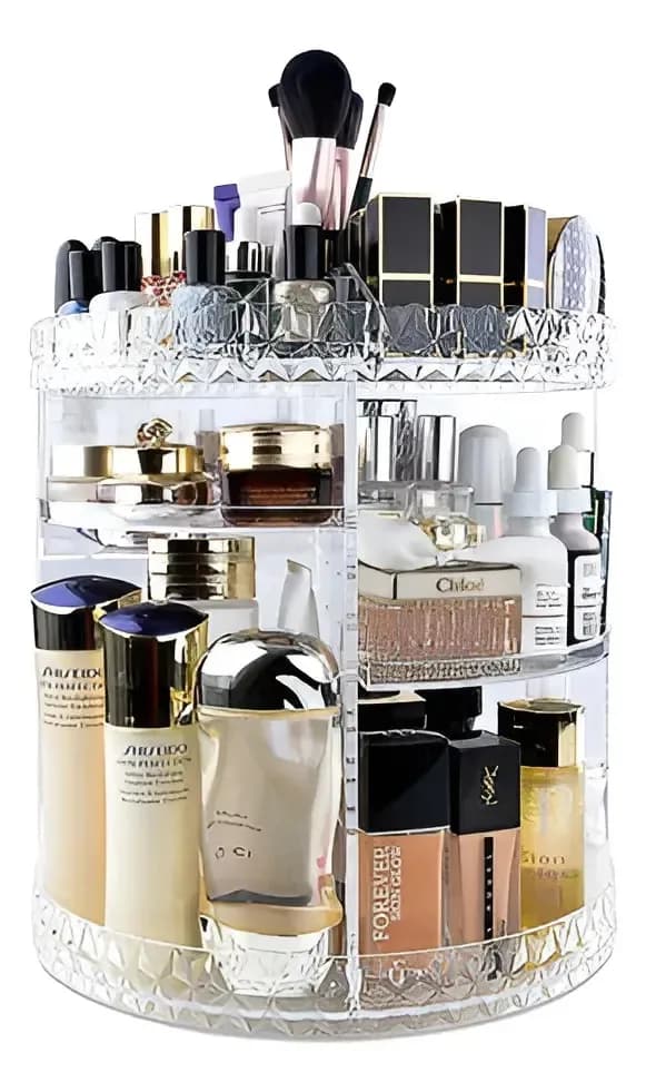 Inspire Casa organizador de cosméticos acrílico giratorio de 3 niveles