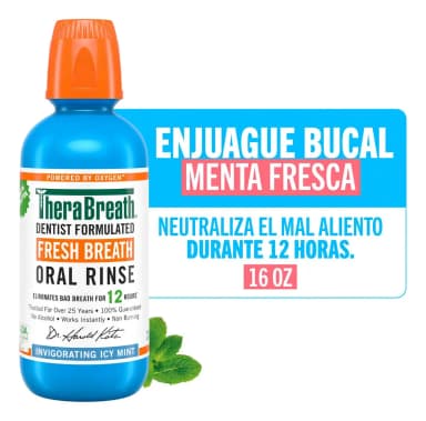 TheraBreath Enjuague Bucal sin Alcohol Menta Fresca (473 ml)